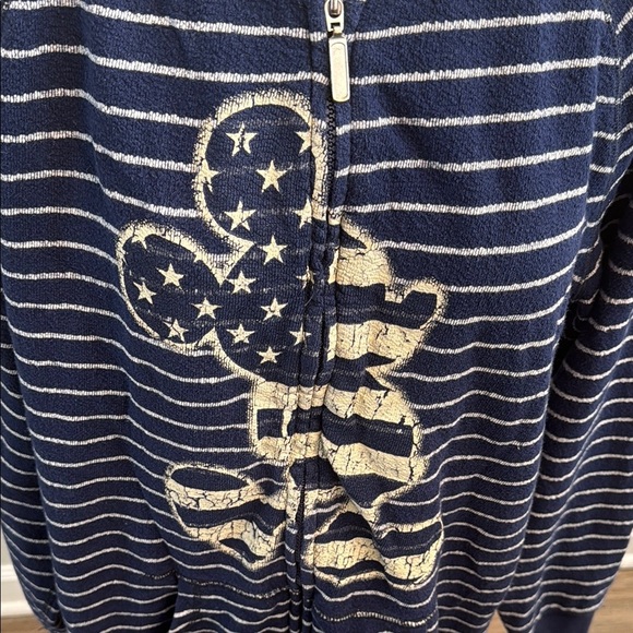Disney Parks Large Navy Striped Zip-Up Sweater Hoodie Mickey Mouse Design - Picture 7 of 9